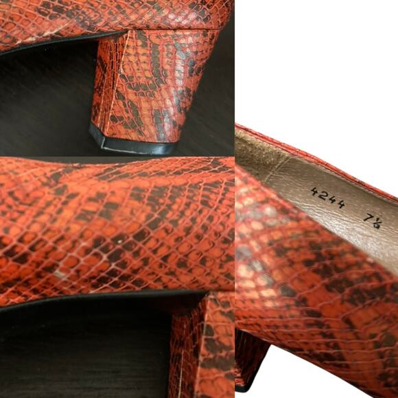 Rare Vintage 1991 Sam & Libby Collectible Snakeskin Print Block Heels, 7.5 - Picture 5 of 6